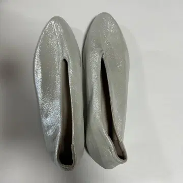 펌프스 천연 가죽 로우 힐 에마 일본제 실버 23.5cm