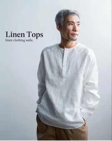 wafu 린넨 헨리넥 셔츠 L
