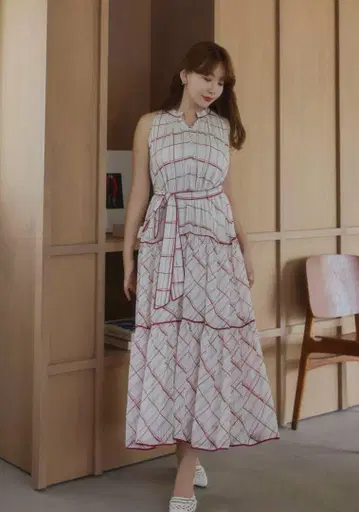 Herlipto Anduze 벨티드 체크 드레스