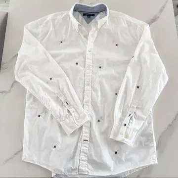 컨디션 최상 Tommy Hilfiger 긴팔 셔츠 자수 오버 사이즈