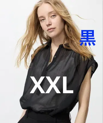 완판템 메루카리 택배 유니클로 코튼 시어 블라우스 슬리브리스 블랙 XXL