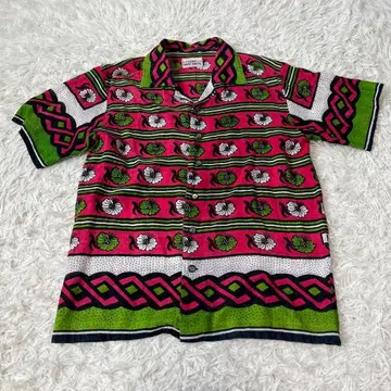 TIGRE 티글 브로칸테 알로하 올 패턴 꽃무늬 셔츠 오픈 카라