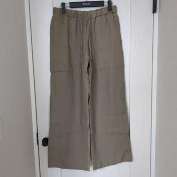 미사용 MUJI 프렌치 린넨 와이드 팬츠 L 그레이쉬 브라운