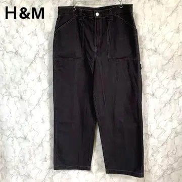 H&M 에이치앤엠 블랙 데님 팬츠 청바지 블랙 XL 스트레이트