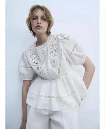 ZARA 자라 ZW COLLECTION 로맨틱 자수 블라우스 M
