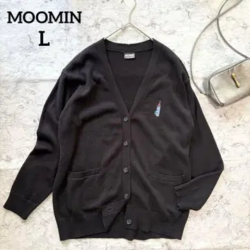 [ MOOMIN ] 무민 하우스 자수 v넥 가디건 루즈핏 블랙 L