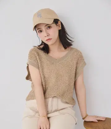 somyon 자수 로고 캡 베이지