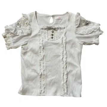 LIZLISA 크로스 레이스 리본 컷 상의 화이트 핑크