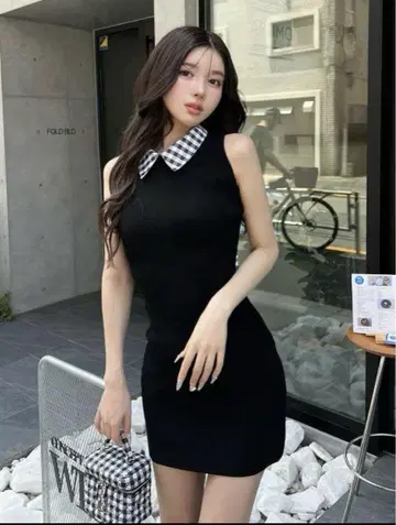 darich 백 오픈 리본 니트 원피스 블랙