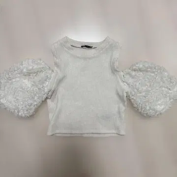 ZARA 화이트 프릴 반팔 니트