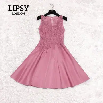 Lipsy 레이스 플레어 드레스 원피스 슬리브리스 핑크 A 라인