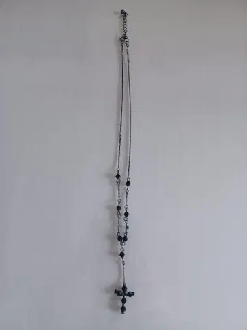 블랙 비즈 크로스 펜던트 목걸이