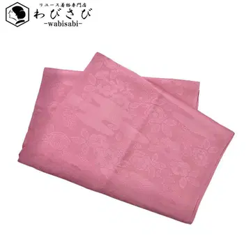 일본 정통의상 소품 오비 장식 천 에카에 꽃 무늬 멸홍색 C-5933