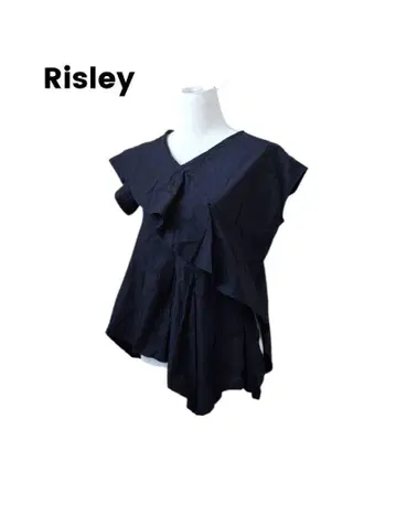 Risley 리즈리 비대칭 턱 프릴 플레어 셔츠 V 넥