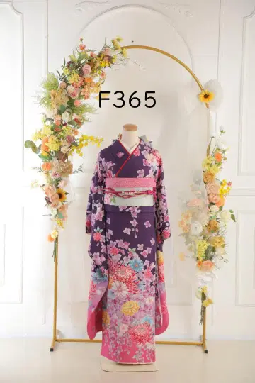 후리소데 세트 [ F365 ] 보라색 핑크