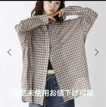 새상품 지나시스 코튼 보일 시어 체크 셔츠