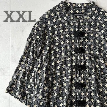 레이온 차이나 셔츠 스탠드 칼라 올 패턴 XXL 구제 의류 넉넉한 핏