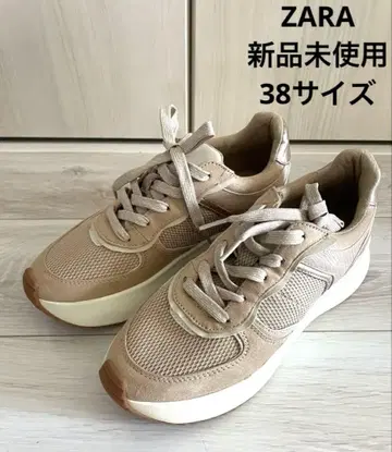 ZARA 스니커즈 베이지 핑크 38 사이즈 인기 디자인 24.5cm 상당