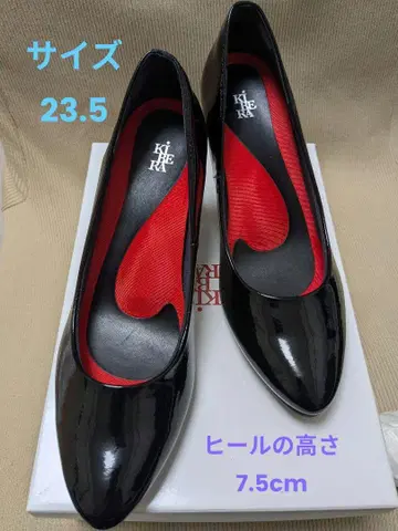 KIBERA 블랙 에나멜 하이힐 23.5cm 폭 L