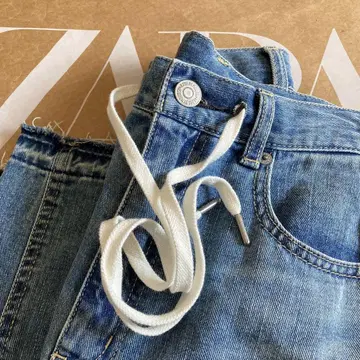 AZUL BY MOUSSY 하이 웨스트 와이드 데님 끈 포함