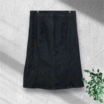 히로타 울 블렌드 블랙 데님 타이트 스커트 [L] 블랙 무릎 기장