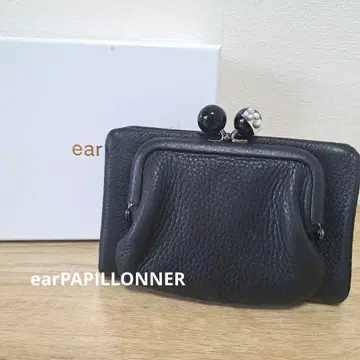 earPAPILLONNER 소가죽 가마구치 접이식 지갑 블랙