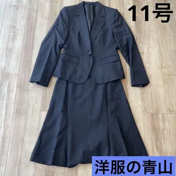 아오야마 양복 차콜 그레이 체크 무늬 스커트 수트 11호