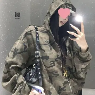 카모플라주 미채 후드티 한국 스트릿 오버 사이즈 루즈 구제 의류풍 Y2K