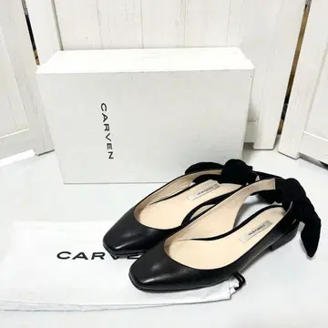 CARVEN 칼벤 가죽 스웨이드 리본 플랫 펌프스 36