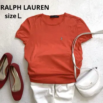 RALPH LAUREN 랄프 로렌 반팔 썸머 니트 L 오렌지 면