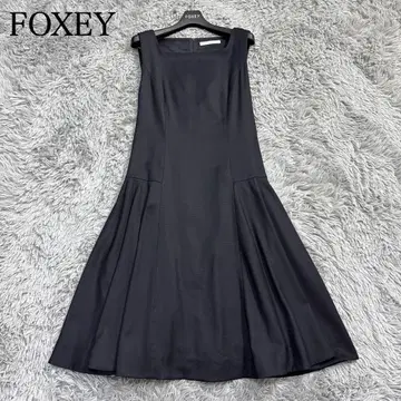 12만 폭시 턱 플레어 원피스 드레스 스퀘어넥 미드나잇