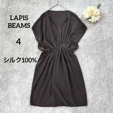 빔즈 LAPIS 실크 미니 원피스 V넥 광택 산뜻 인도산