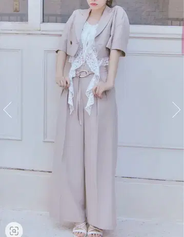 rienda 린넨 라이크 와이드 턱 벨트 팬츠
