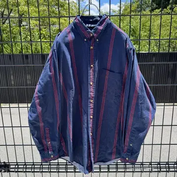 90s NAUTICA 노티카 스트라이프 버튼 다운 셔츠 빅 실루엣