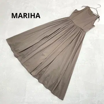 MARIHA 코튼 플레어 원피스 롱 브라운 민소매