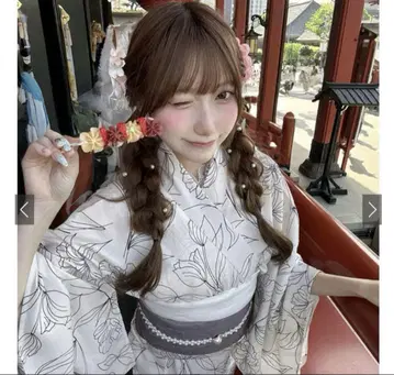 GRL 3개 세트 2Way 선 꽃무늬 세퍼레이트 유카타 [tu1486]