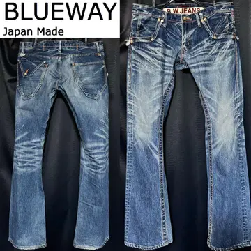 BLUE WAY 2.5만 엔 상당 워싱 가공 부츠컷 데님 34 일본제