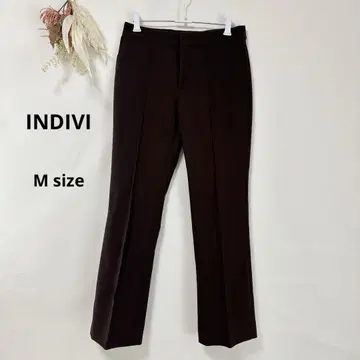 인디비 INDIVI 플레어 팬츠 M 브라운 센터 솔기 오피스