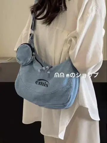 EMIS 데님 숄더백 블루 한국