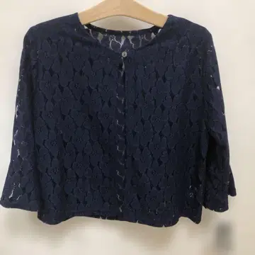 네이비 레이스 5부 소매 가디건