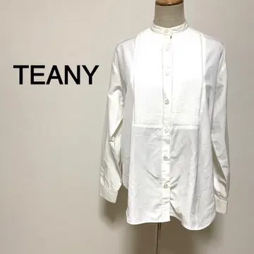 TEANY 화이트 칼라 개더 노카라 셔츠