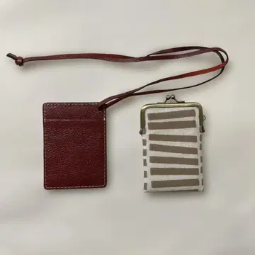 가죽 패스 케이스 스트랩 포함 핸드메이드 카드 케이스 2개 세트