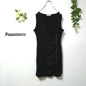 Pasanterrr 슬리브리스 크루넥 무릎 기장 원피스 L 블랙