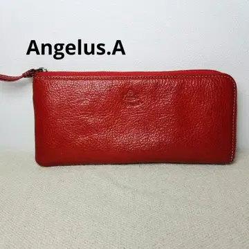 Angelus.A 빨간색 가죽 천연 가죽 장지갑