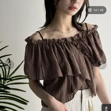 2way 오프숄더 프릴 디자인 시어 블라우스