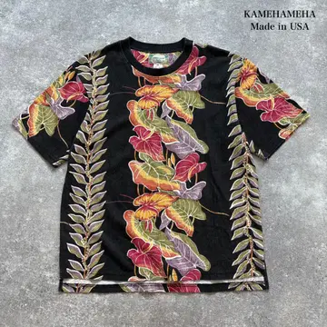 [ KAMEHAMEHA ] 카메하메하 안스리움 티셔츠 USA 제작 블랙