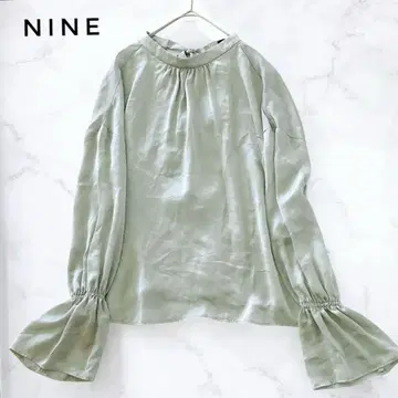 나인 NINE 백리본 블라우스 긴팔 드레이프감 벨 슬리브 일본제