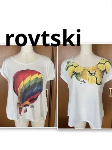 로프트스키 rovtski 컬러풀 열기구 레몬 디자인 반팔 티셔츠