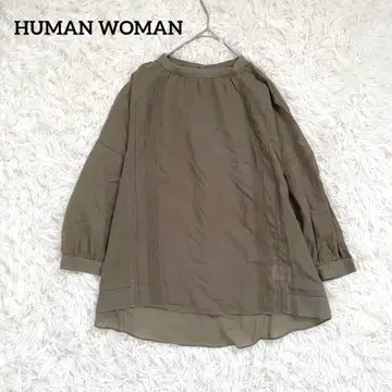 휴먼 우먼] 가스 보일 블라우스 (M) 크롭 스탠드 카라 카키