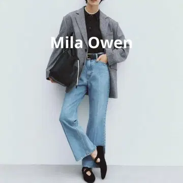 미라 오웬 세미 플레어 데님 플레어 청바지 라이트 블루 M